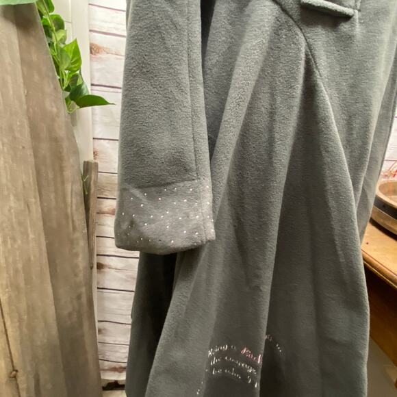 RTB Real Tough Babe Grey Fleece Jacket Coat Asymmetrical Embroidered Custom MED - Picture 5 of 9